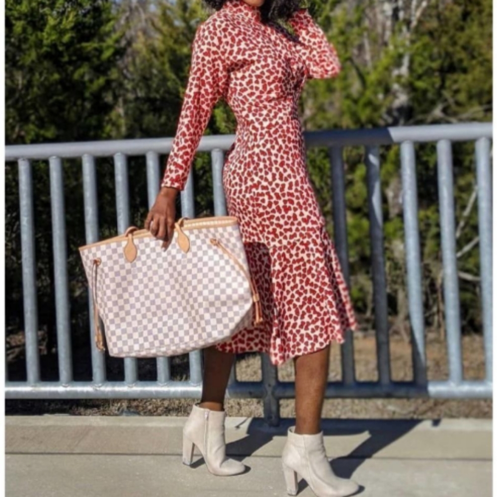 H and M Red Hearts Asymmetrical Dress